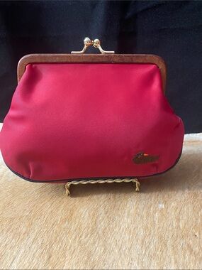 Dooney & Bourke Red Kiss-Lock Clutch with Wood Frame